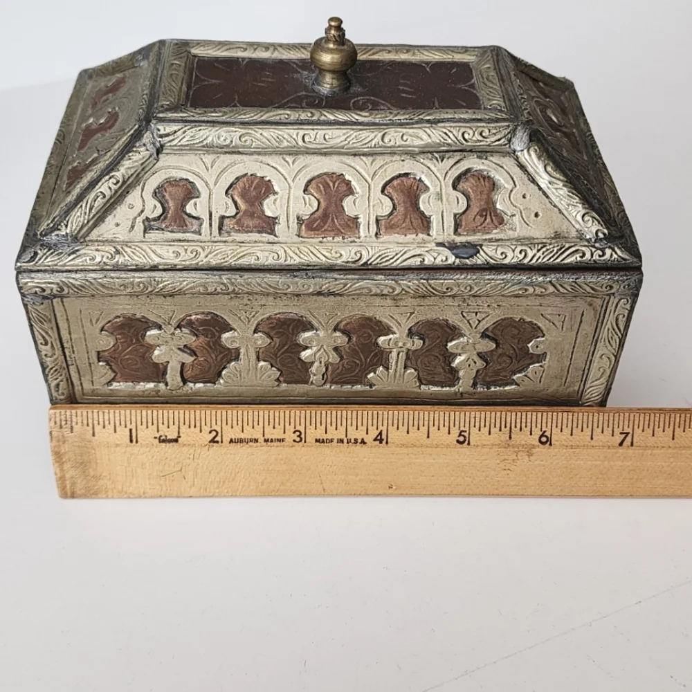 Vintage Moroccan Jewelry Chest Casket
